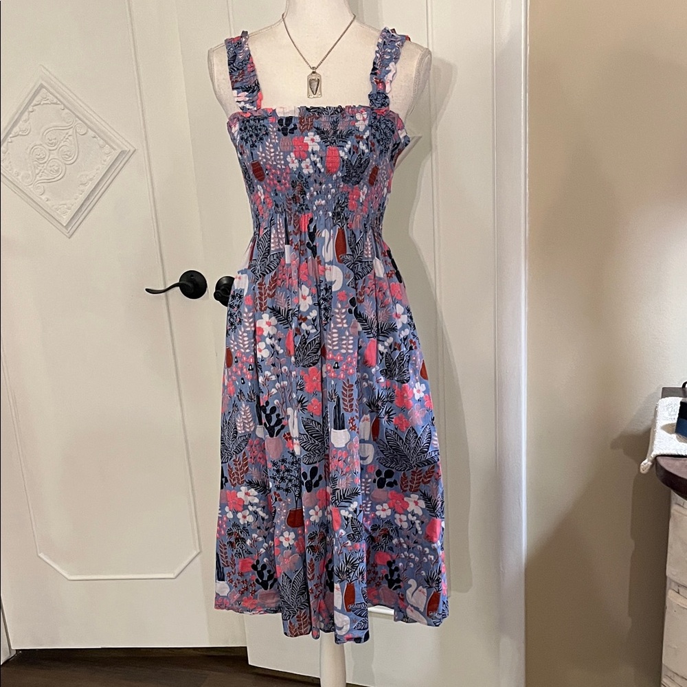 Kate Spade Blue and Pink Floral Midi Dress